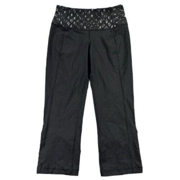 Lululemon Leggings Womens 2 Black Gather Crow Crop II Shine Dot Black Activewear - Picture 3 of 14